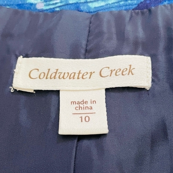 COLDWATER Floral Multicolored Zip Front Jacket Spring 3/4 Sleeve Cotton Blazer - Picture 6 of 7